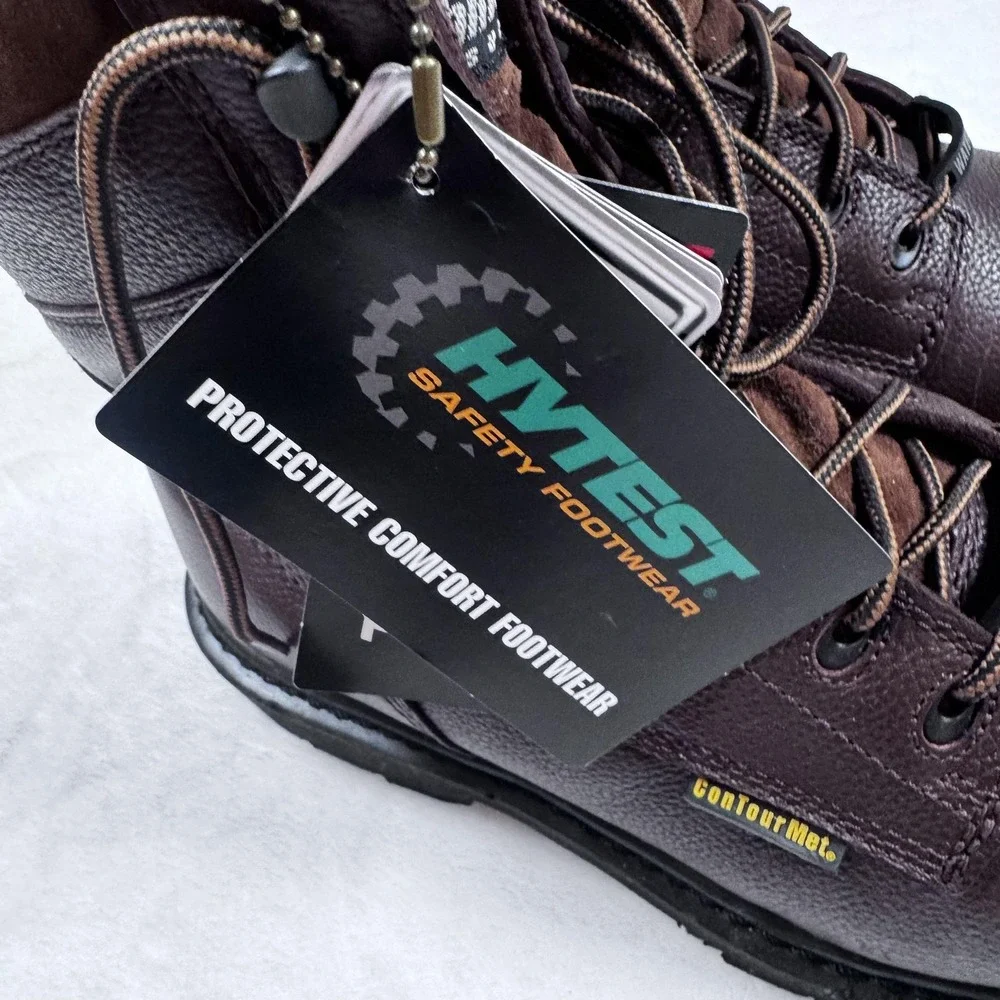 HyTest Work‎ Boots Mens Size 8.5 Brown Waterproof Insulated Safety ContourMet